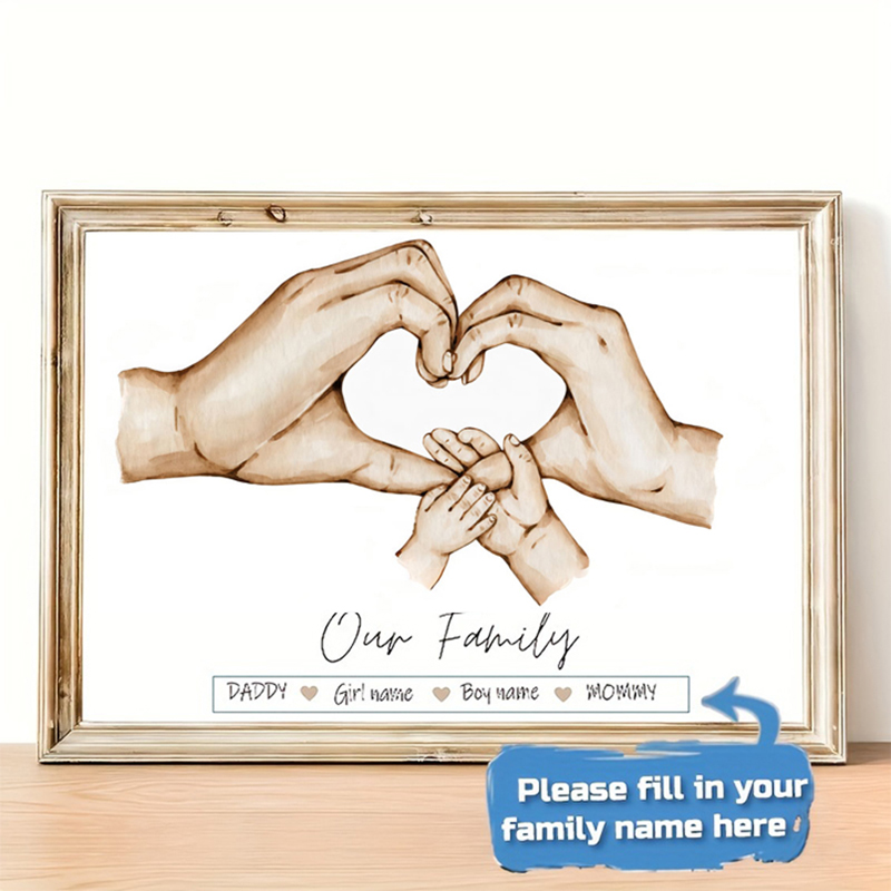 Home Decor Wall Pictures - Kişiselleştirilmiş Özel Aile El Posteri İsimli