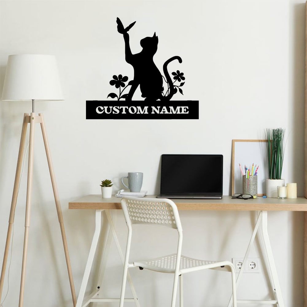 Home Decor Wallpaper - 1 adet yaratıcı kedi özelleştirilmiş metin