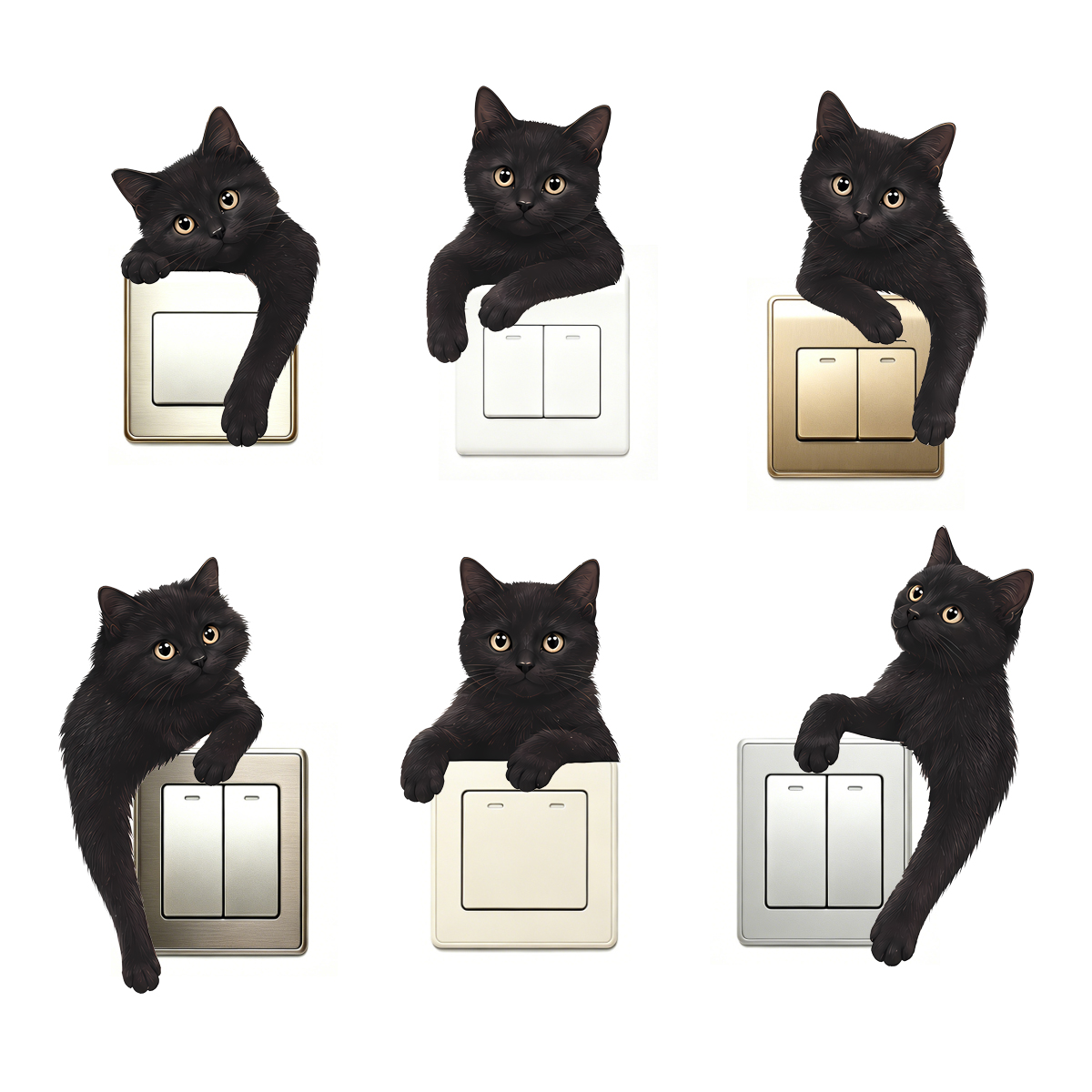 Home Decor Outlet - Sevimli Siyah Kedi Işık Anahtarı Duvar