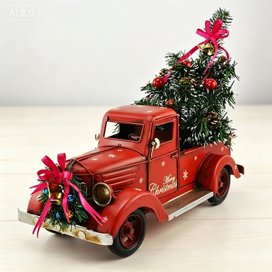 Home Decor Handicraft - FY Vintage Kırmızı Noel Kamyonu Modeli
