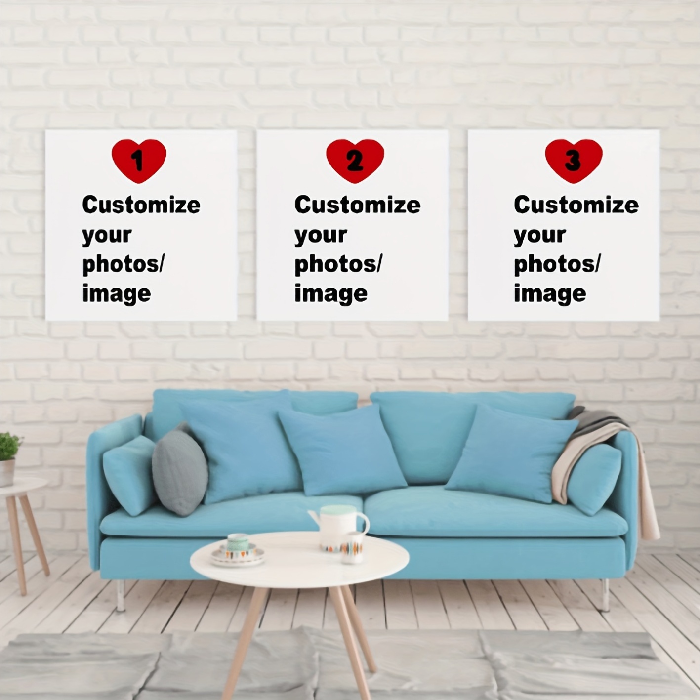 Home Decor Wall Pictures - 3'lü/set Özel Kare Kanvas Poster Kişiselleştirilmiş