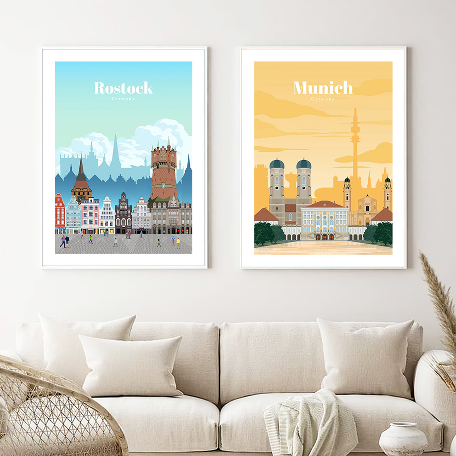 Germany Home Decor - Berlin Almanya Seyahat Şehir Haritası İskandinav
