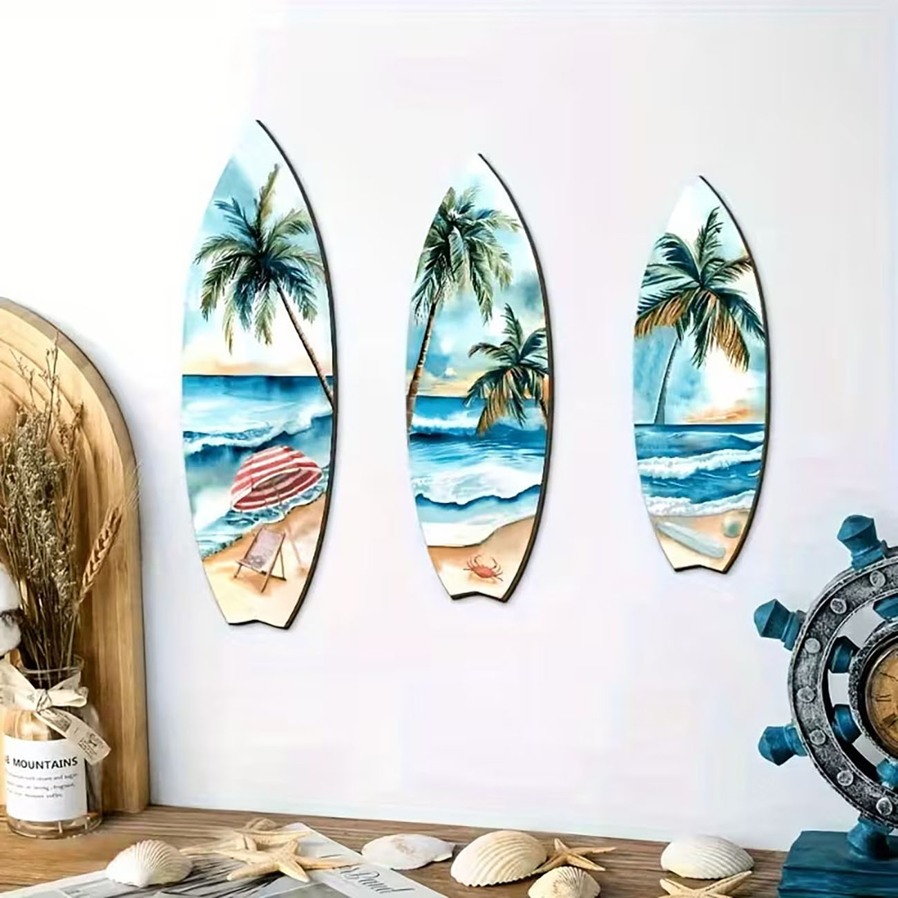 3 Parça Okyanus Manzaralı Sörf - Home Decor Nautical incelemesi ve fiyatı