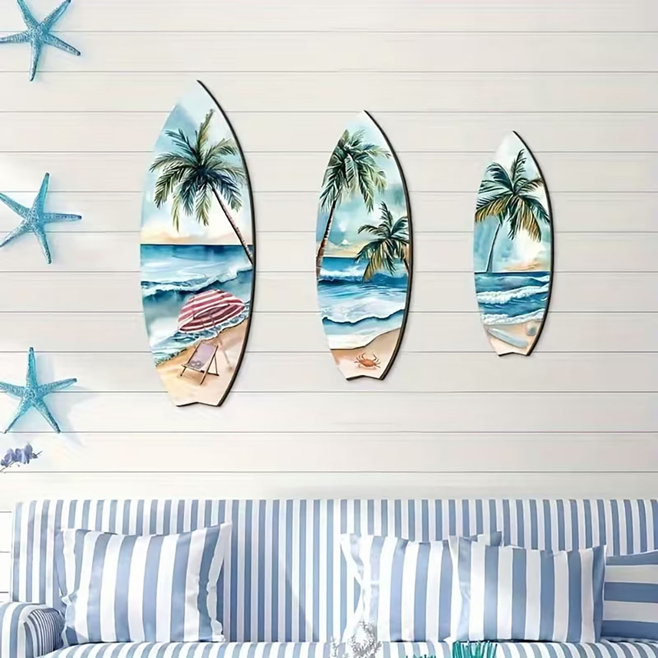 3 Parça Okyanus Manzaralı Sörf - Home Decor Nautical incelemesi ve fiyatı
