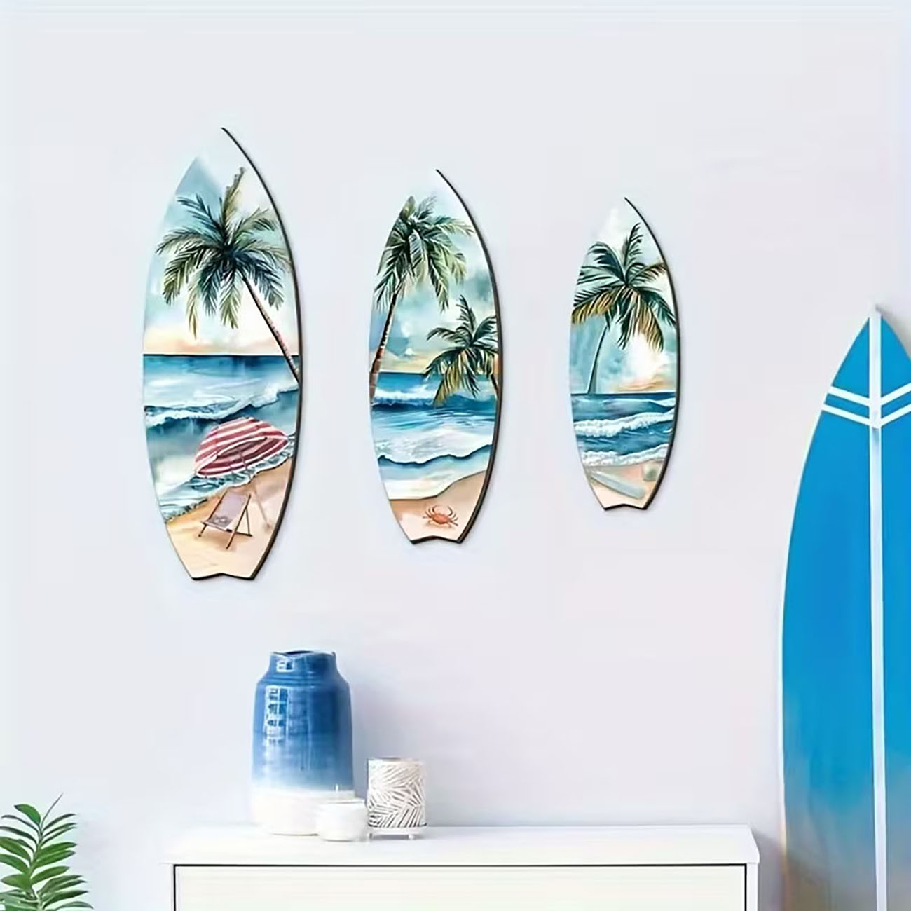 3 Parça Okyanus Manzaralı Sörf - Home Decor Nautical incelemesi ve fiyatı
