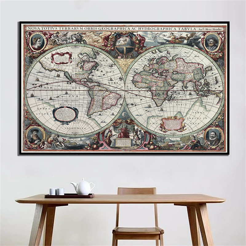 Retro Dünya Haritası Deniz Har - Home Decor Nautical incelemesi ve fiyatı