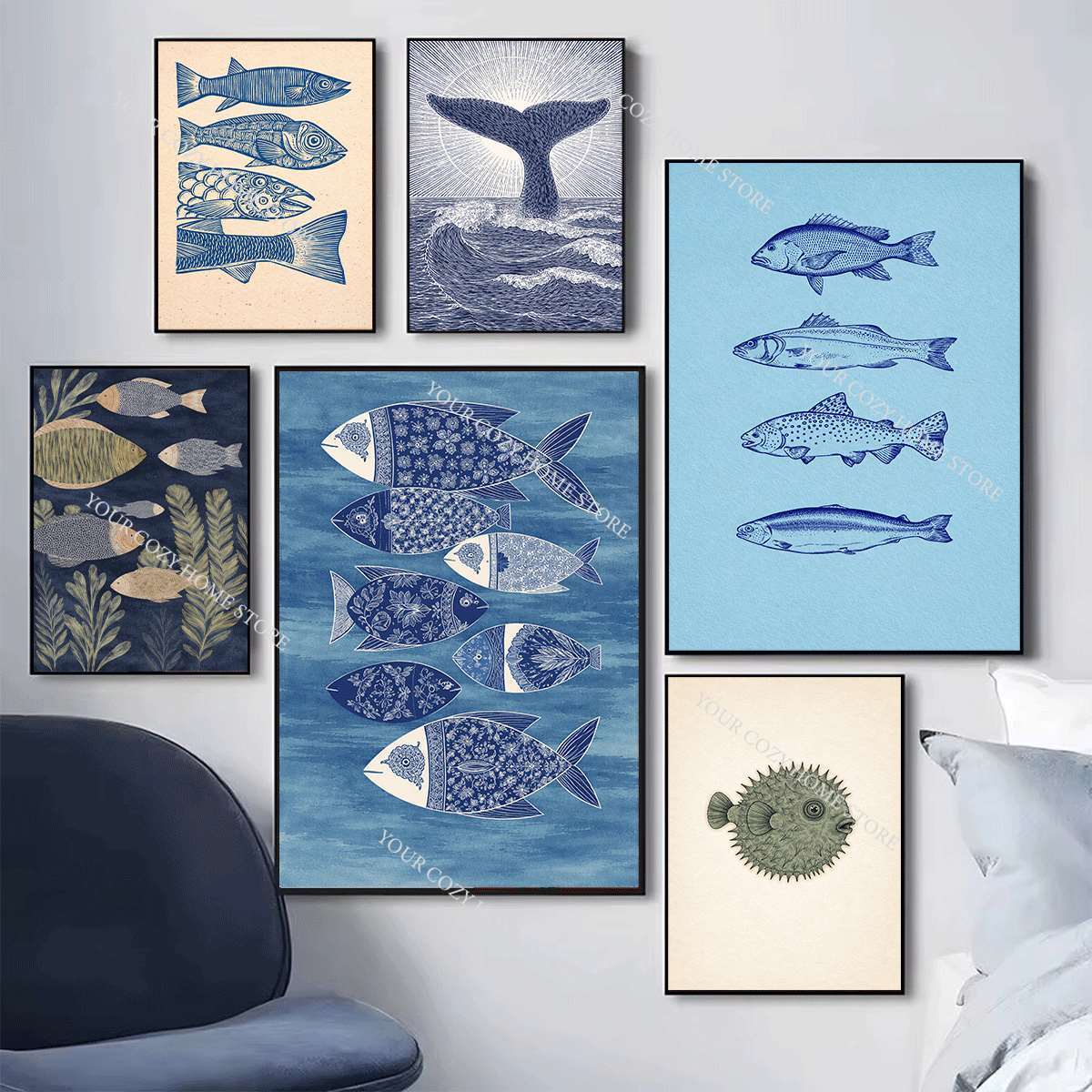 Minimalist Deniz Balıkları ve  - Home Decor Nautical incelemesi ve fiyatı